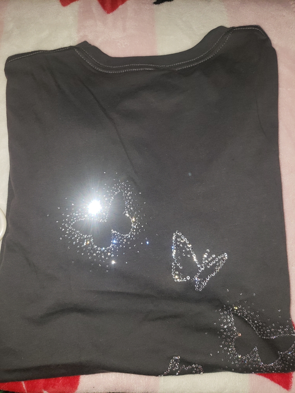 PINK Victoria's Secret Black Short Sleeve Tee with Rhinestone - Picture 3 of 3
